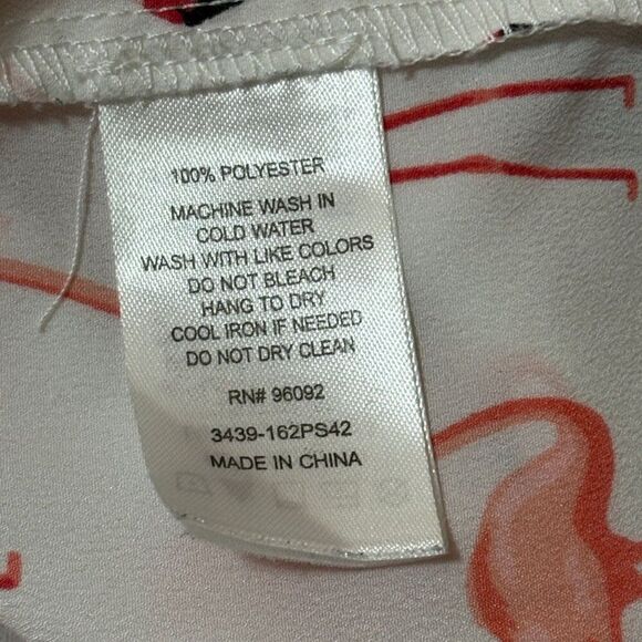 Dalia Flamingo Print Short Sleeve Blouse Size Medium - Picture 5 of 6